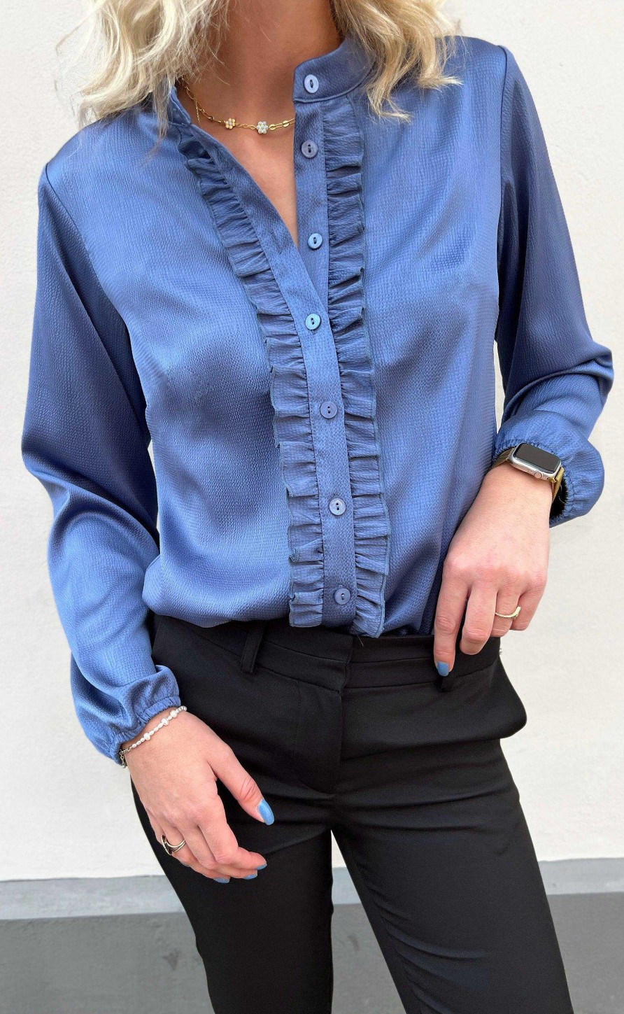 INA Copenhagen Ina Copenhagen Shirt - Florina - Shiny Dusty Blue | Shirts