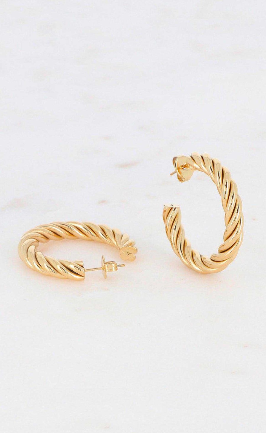 Smykkeli Copenhagen Sykkeli Copenhagen Earrings - Taiwan Twisted Hoops - Gold | Jewelry