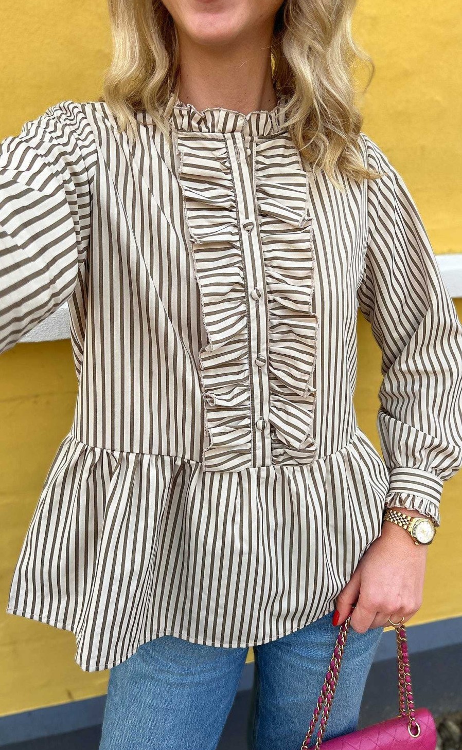 INA Copenhagen Ina Copenhagen Shirt - Evie - Beige / Brown Striped | Shirts