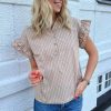 INA Copenhagen Ina Copenhagen Top - Mandy - Beige Pinstripe | T-Shirts & Tops