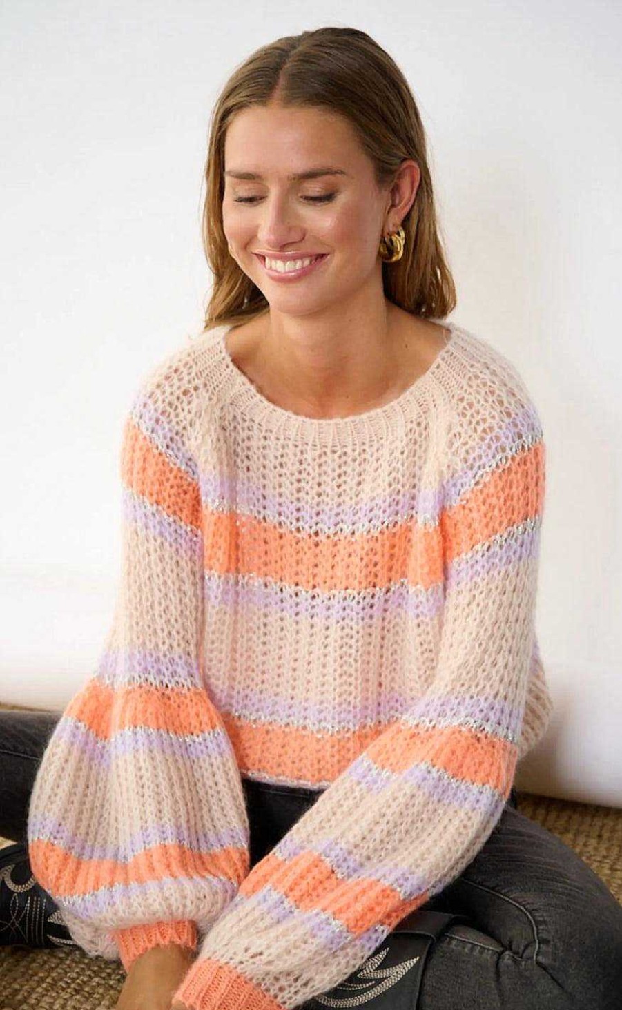 NOELLA Noella Sweater - Pacific - Apricot/Lavender Mix | Knitwear & Sweat