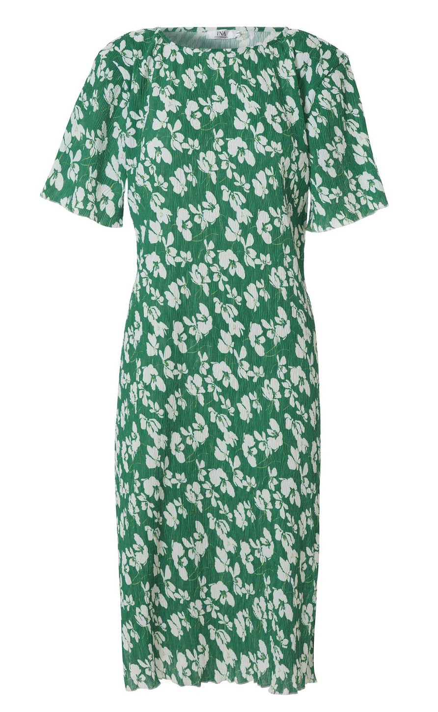 INA Copenhagen Ina Copenhagen Dress - Nancy Plisse - Green Flower | Dresses