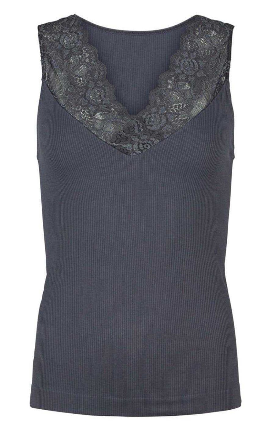 TIM u0026 SIMONSEN Tim & Simonsen Top - Belen V-Lace - Anthracite | T-Shirts & Tops