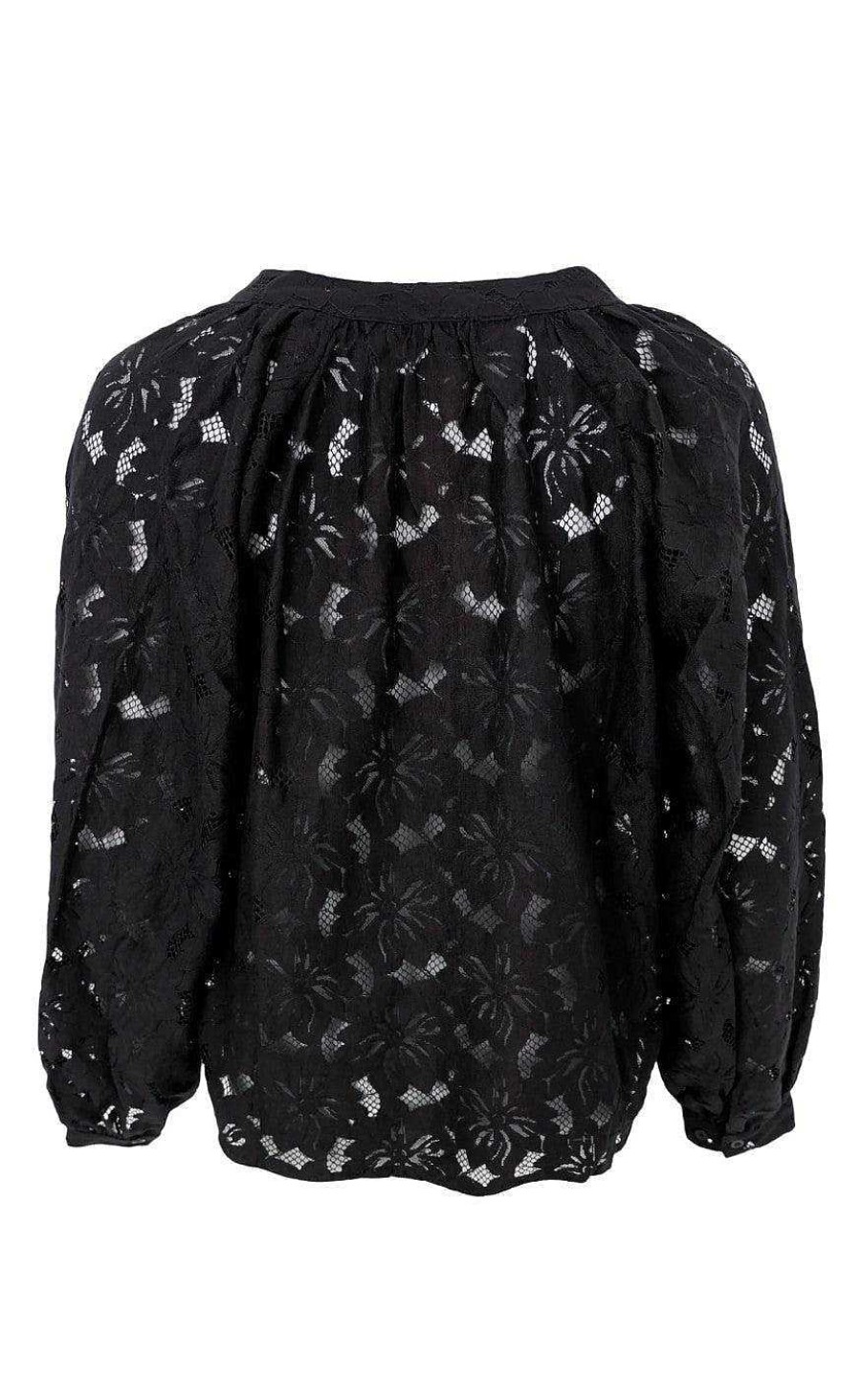 Black Colour Black Color Blouse - Nelly Flower - Black | Blouses