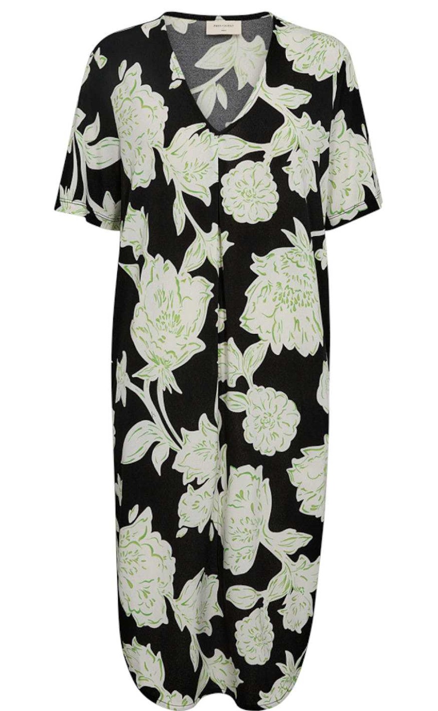 FreeQuent Freequent Dress - Floi - Black W. Bud Green | Dresses