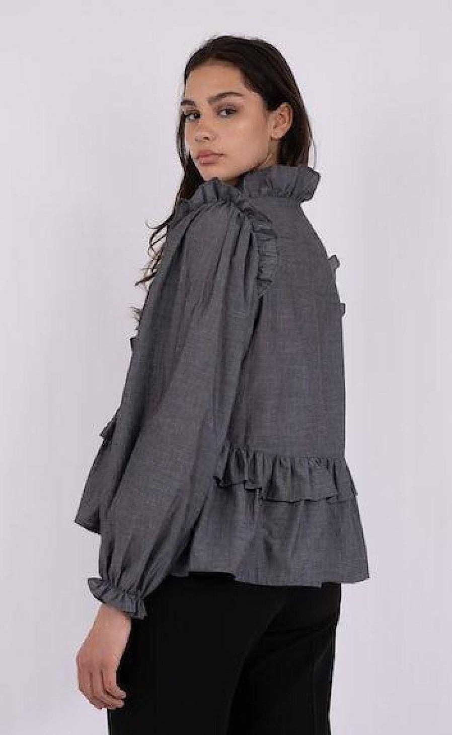 NEO NOIR Neo Noir Blouse - Hawaii Chambray - Black | Blouses