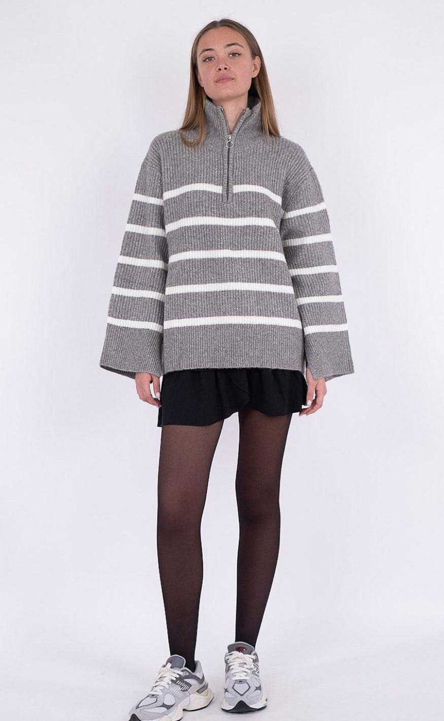 NEO NOIR Neo Noir Knit - Nevena - Dark Grey/Off. White | Knitwear & Sweat