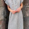 INA Copenhagen Ina Copenhagen Dress - Amelia - White/Brown Striped | Dresses