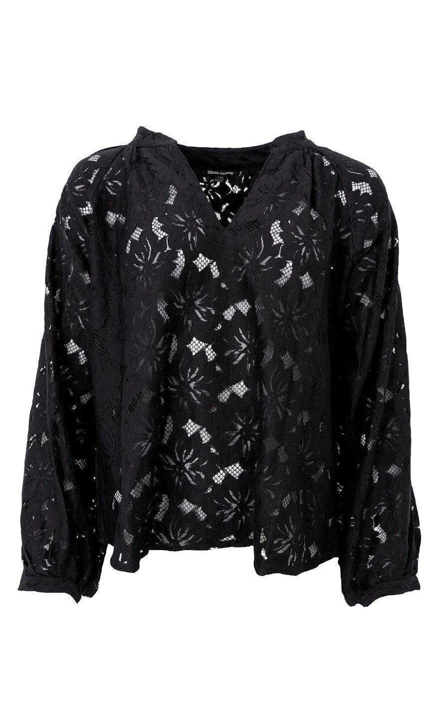 Black Colour Black Color Blouse - Nelly Flower - Black | Blouses