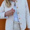 INA Copenhagen Ina Copenhagen Quilted Jacket - Elvira - Off White Striped | Jackets & Coats