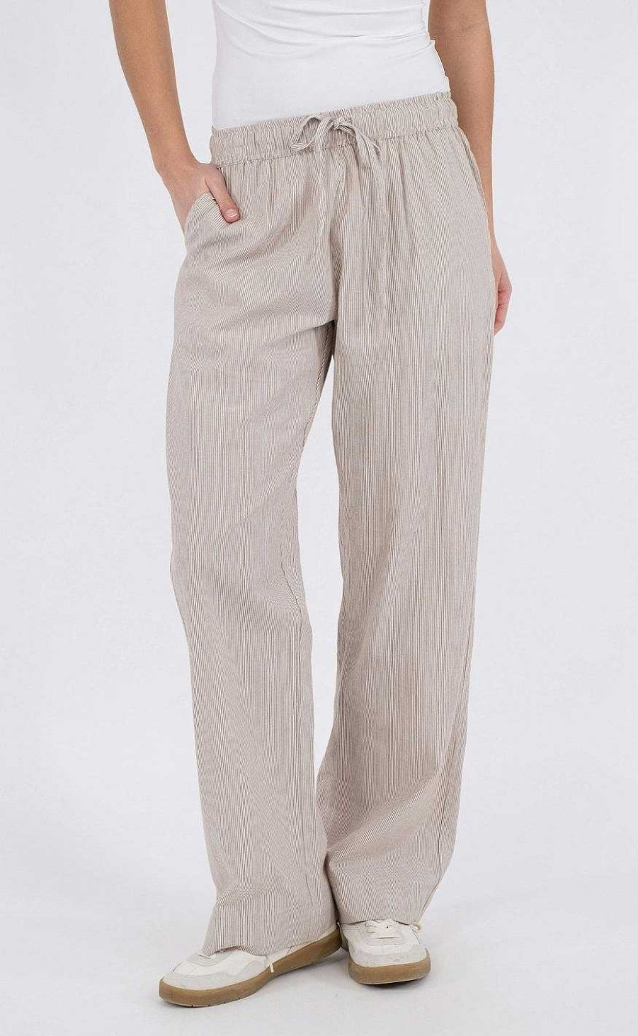 NEO NOIR Neo Noir Pants - Sonar Mini Stripe - Sand | Trousers & Jeans