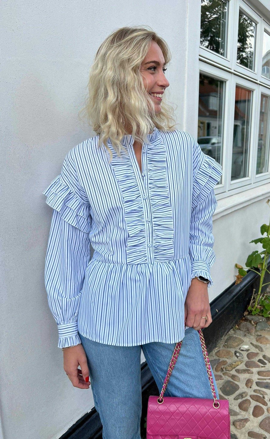 INA Copenhagen Ina Copenhagen Shirt - Frida - White W. Blue Stripes | Shirts