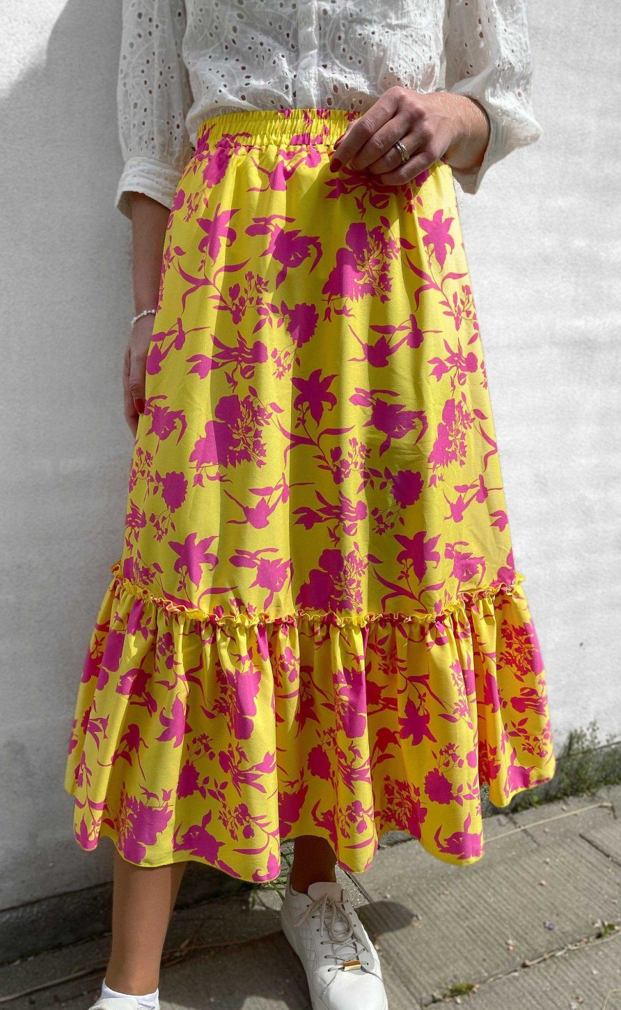 INA Copenhagen Ina Copenhagen Skirt - Hanna - Yellow / Pink Flower | Skirts