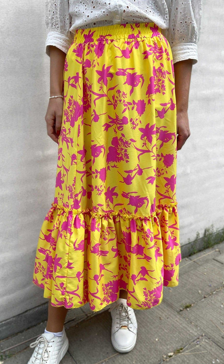 INA Copenhagen Ina Copenhagen Skirt - Hanna - Yellow / Pink Flower | Skirts