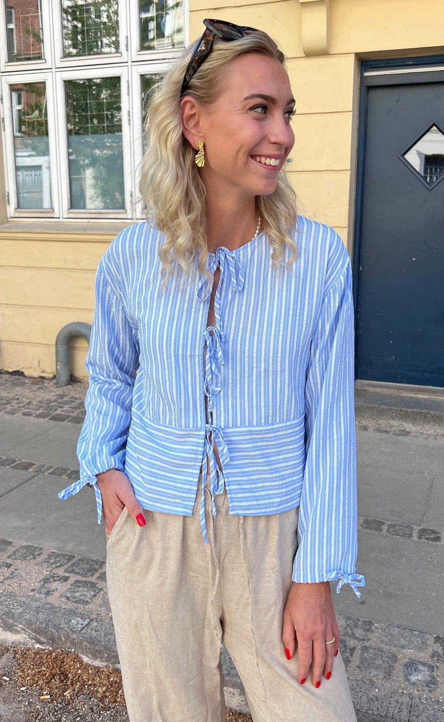 INA Copenhagen Ina Copenhagen Blouse - Cornelia - Blue / White Stripe (Reversible) | Blouses