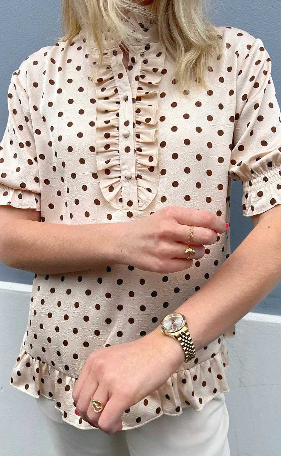 INA Copenhagen Ina Copenhagen Blouse - Philine - Beige Dots | Blouses