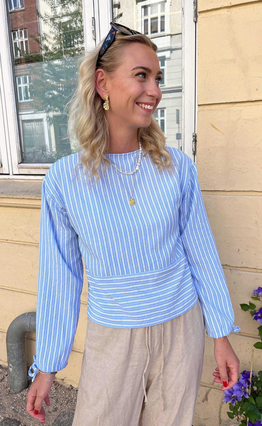 INA Copenhagen Ina Copenhagen Blouse - Cornelia - Blue / White Stripe (Reversible) | Blouses