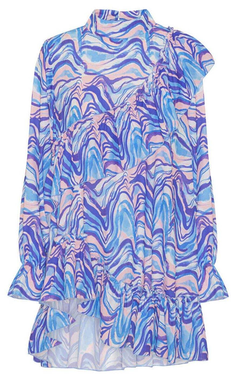 HunKøn Hunkon Blouse - Mabel Ruffle - Blue Swirl Art Print | Blouses