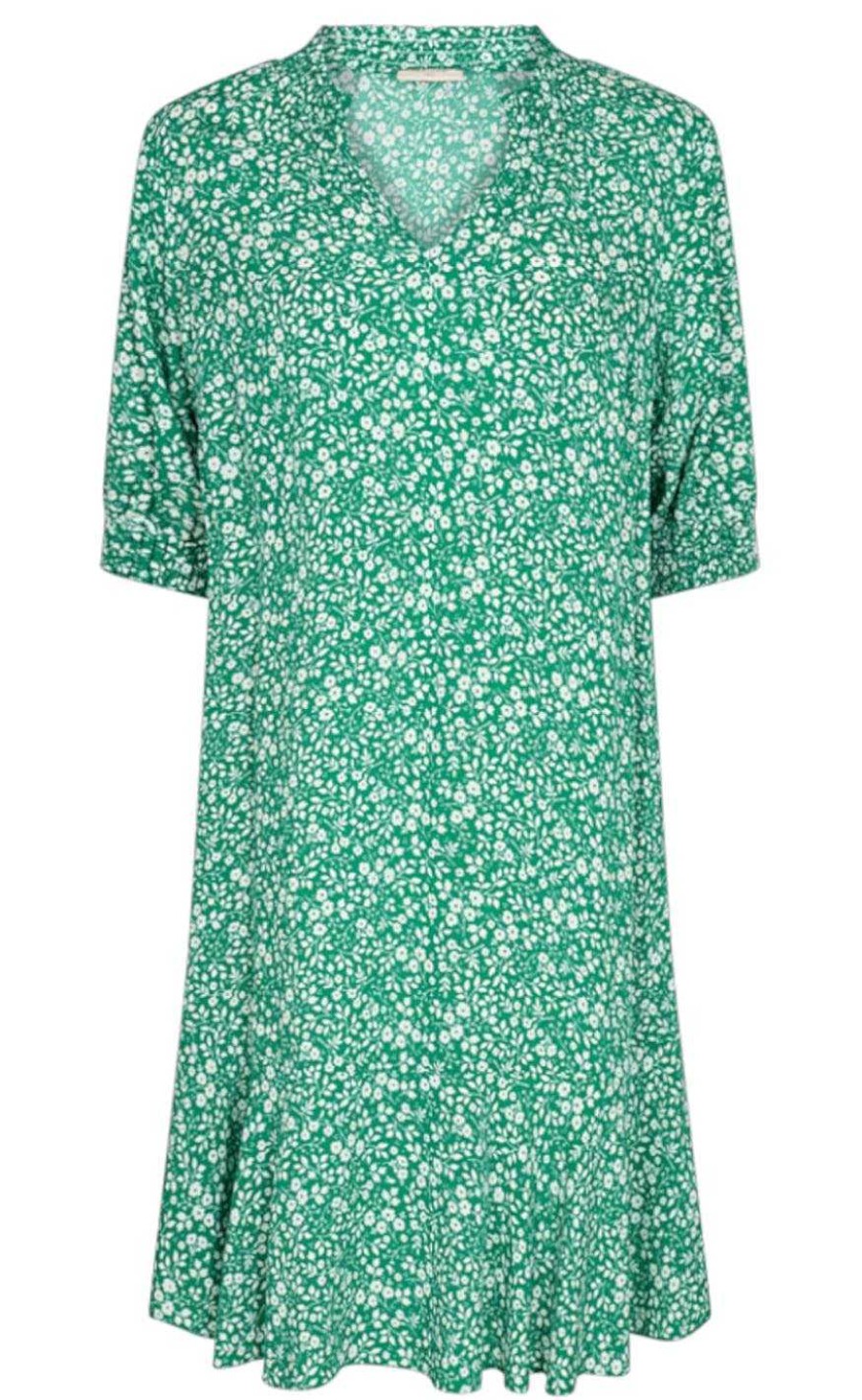 FreeQuent Freequent Dress - Adney - Pepper Green W. Off White | Dresses