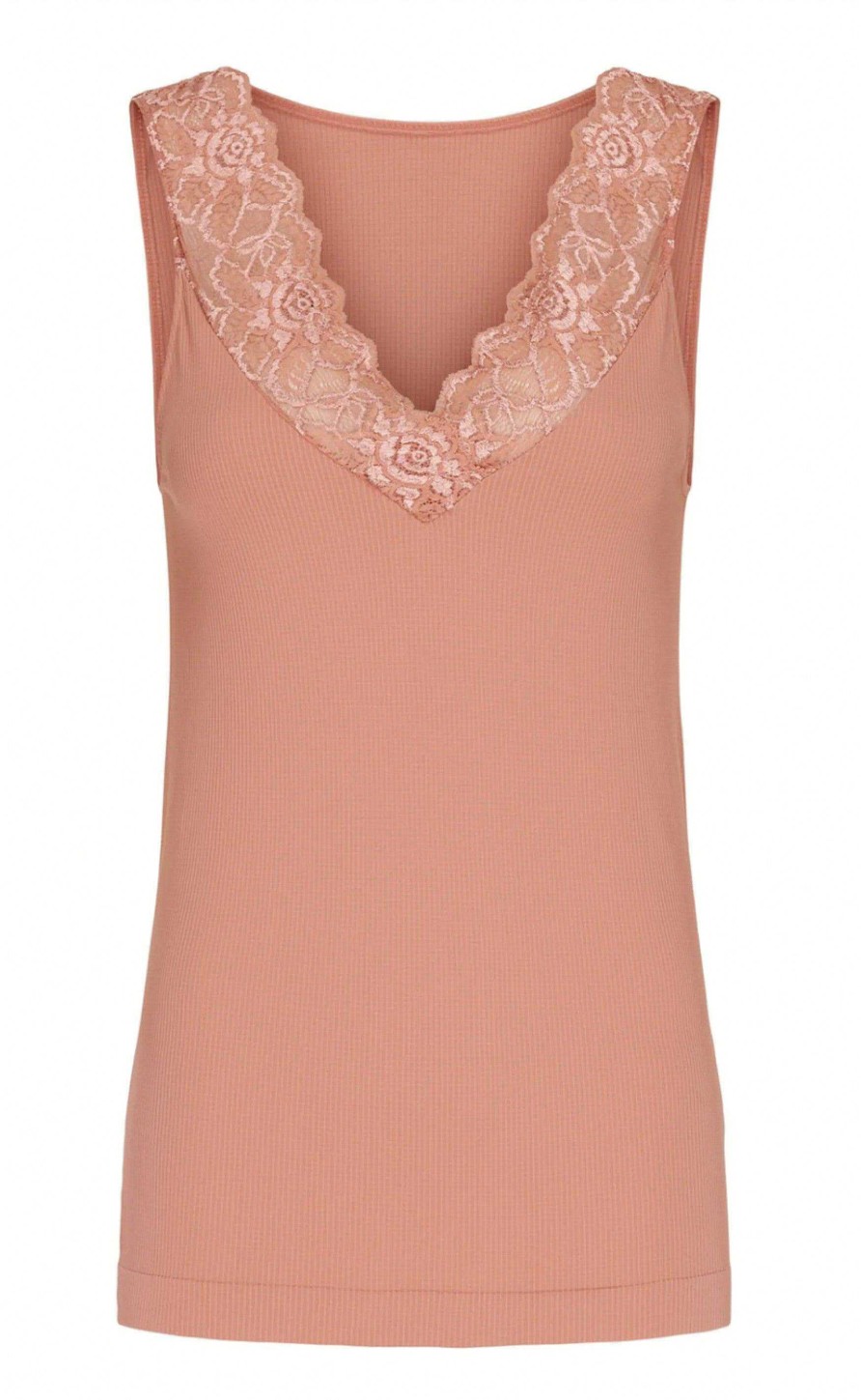 TIM u0026 SIMONSEN Tim & Simonsen Top - Belen V-Lace - Peach (Reversible) | T-Shirts & Tops