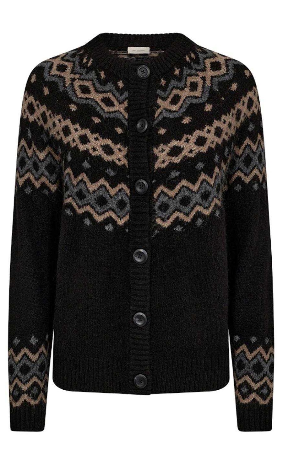 FreeQuent Freequent Cardigan - Merla - Black W. Desert Taupe Melange | Cardigans