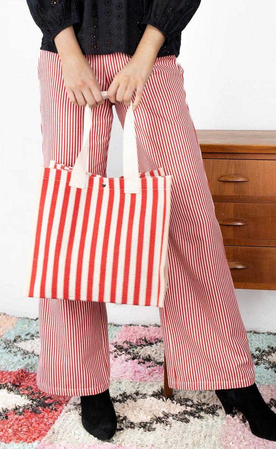 Black Colour Black Color Bag - Piper - Red Stripe | Bags