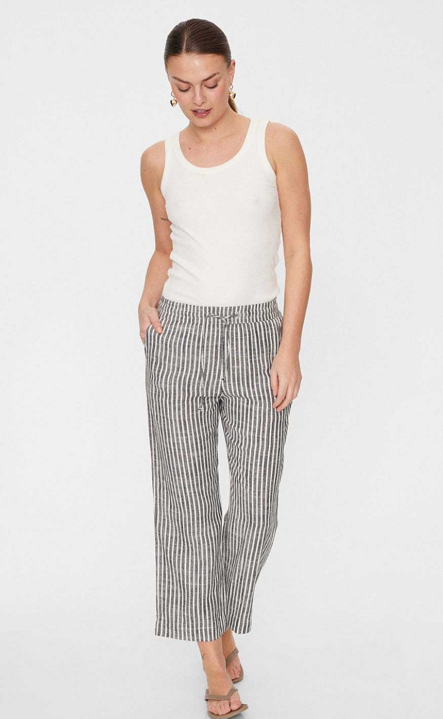 FreeQuent Freequent Pants - Lava - Black W. Off White | Trousers & Jeans