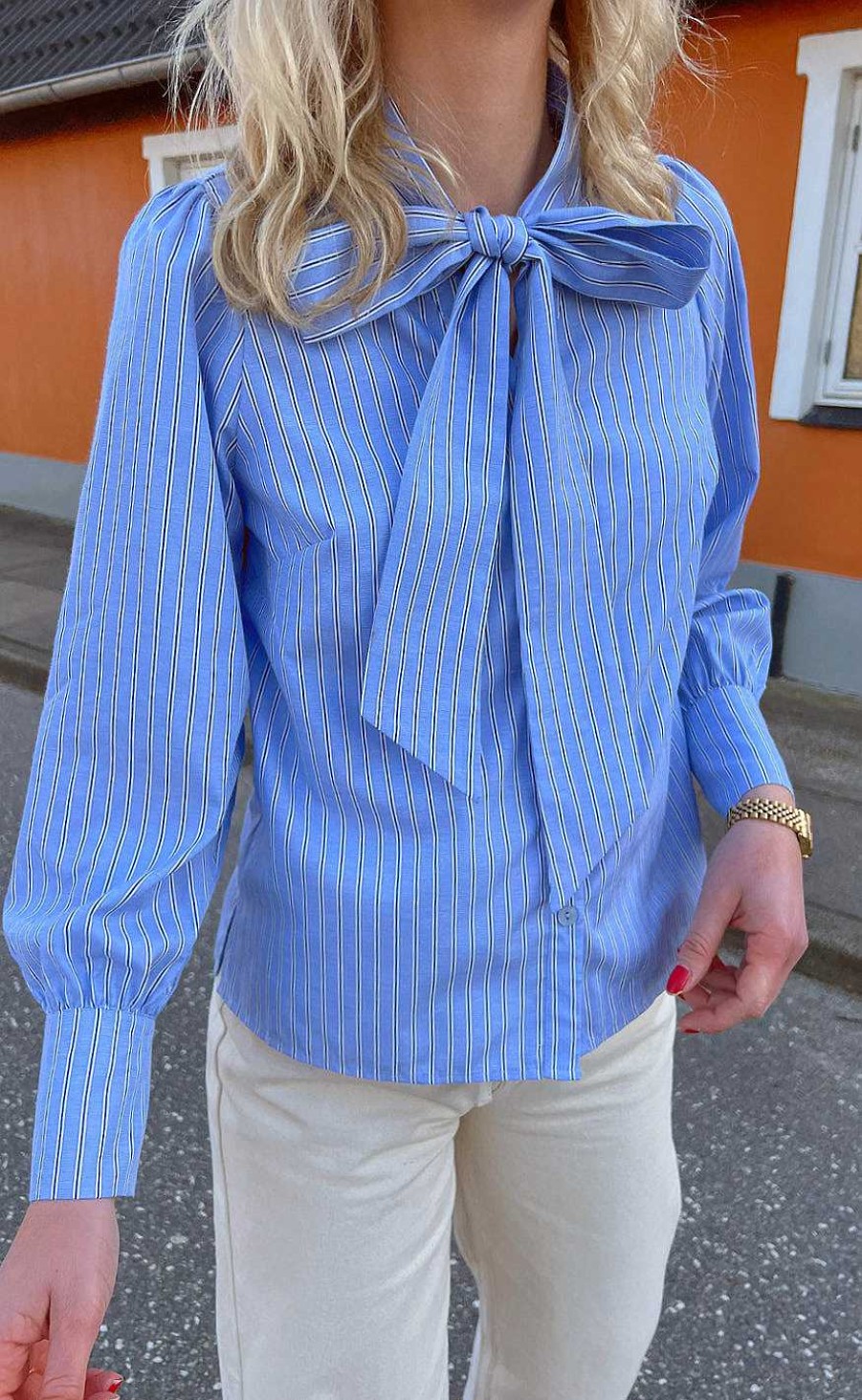 INA Copenhagen Ina Copenhagen Shirt - Bow - Blue Striped | Shirts