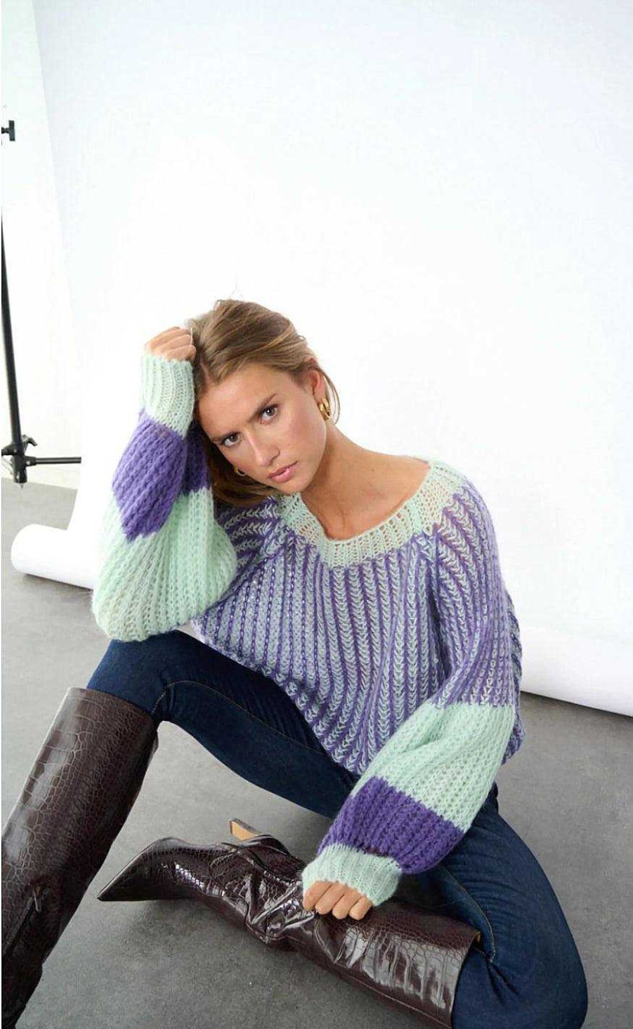 NOELLA Noella Sweater - Liana - Lilac/Sage | Knitwear & Sweat