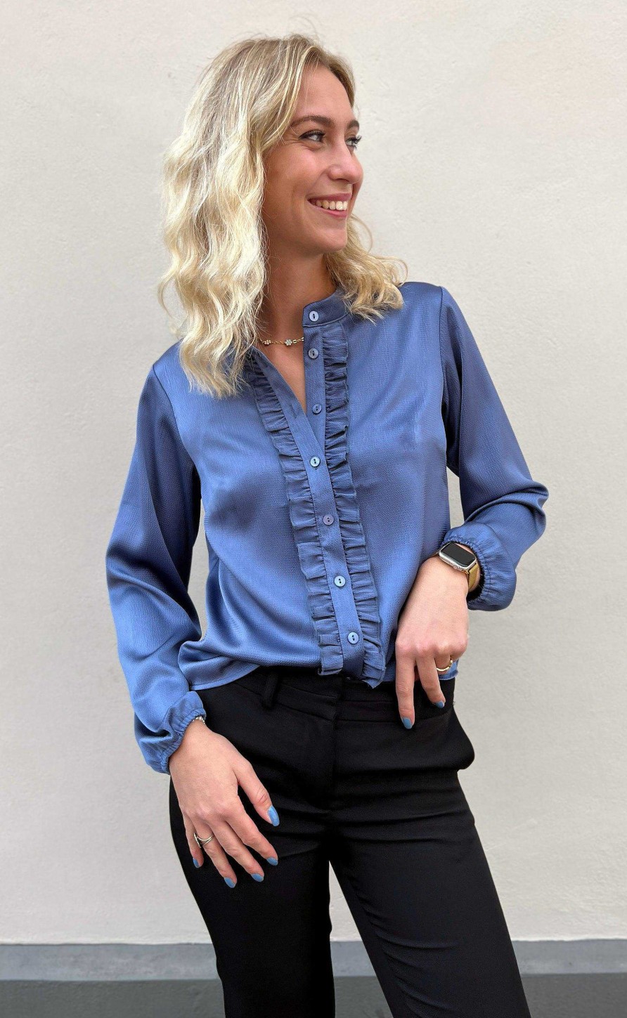 INA Copenhagen Ina Copenhagen Shirt - Florina - Shiny Dusty Blue | Shirts