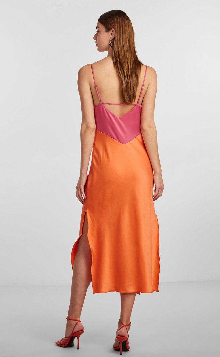 YAS Yas Dress - Dotteablock - Fresh Salmon | Dresses