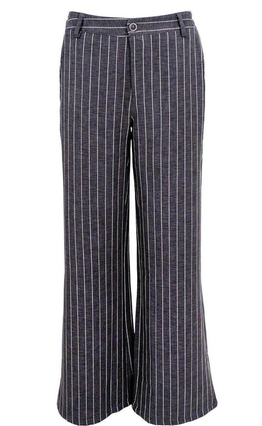 Black Colour Black Color Pants - Chicago - Gray Stripe | Trousers & Jeans