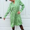 INA Copenhagen Ina Copenhagen Dress - Alina - Green Flower | Dresses