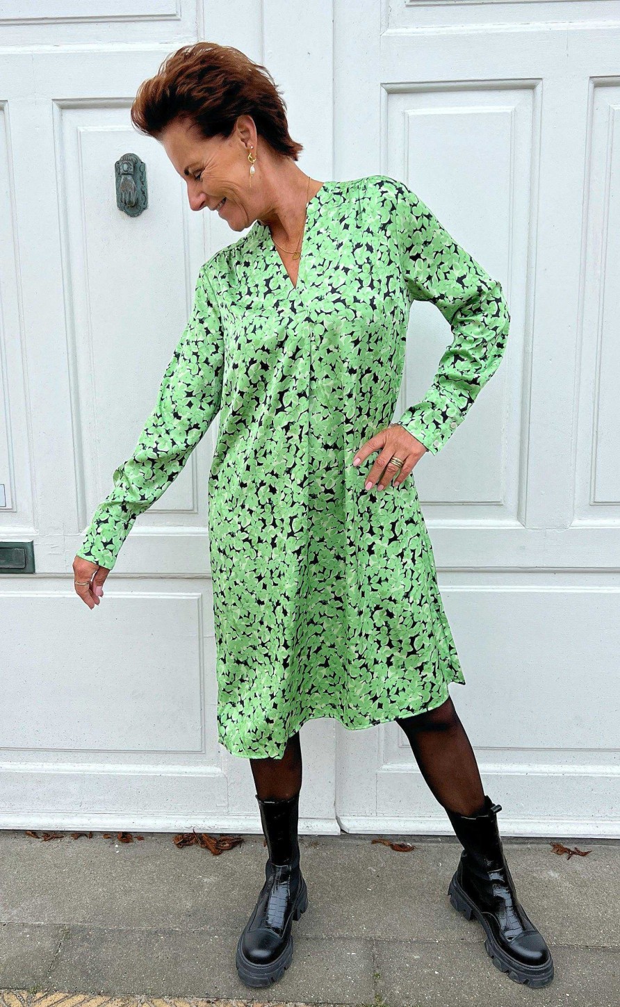 INA Copenhagen Ina Copenhagen Dress - Alina - Green Flower | Dresses