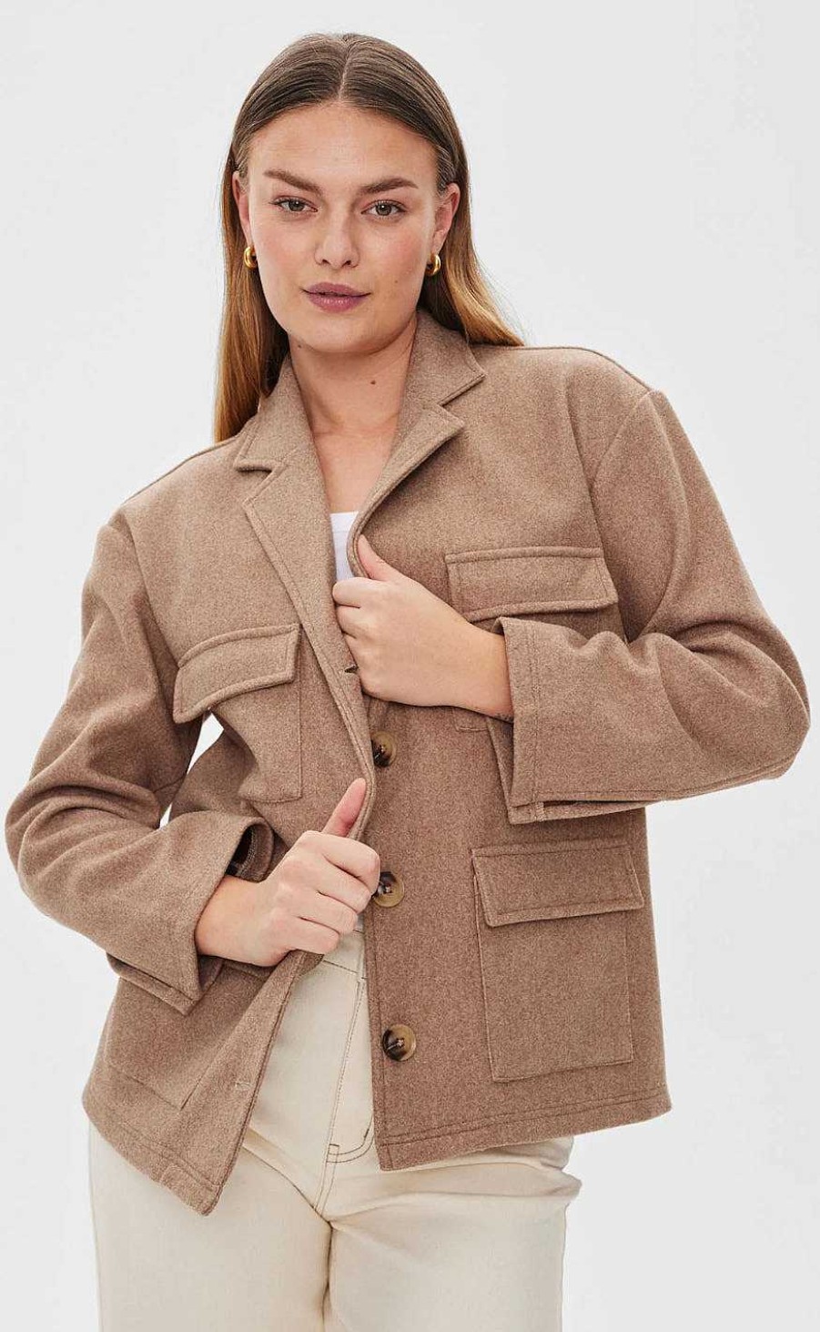 FreeQuent Freequent Jacket - Yanna - Taupe Gray Melange | Jackets & Coats