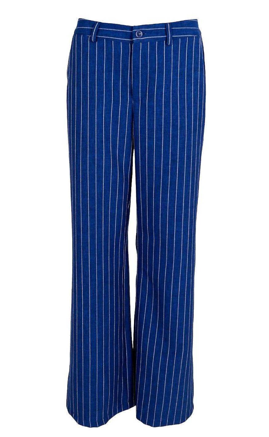 Black Colour Black Color Pants - Chicago - Blue Stripe | Trousers & Jeans