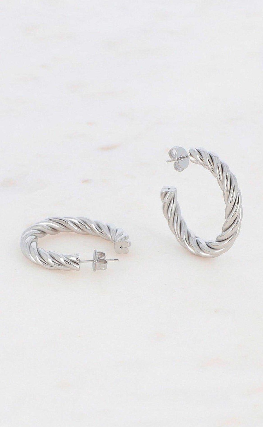 Smykkeli Copenhagen Sykkeli Copenhagen Earrings - Taiwan Twisted Hoops - Silver | Jewelry