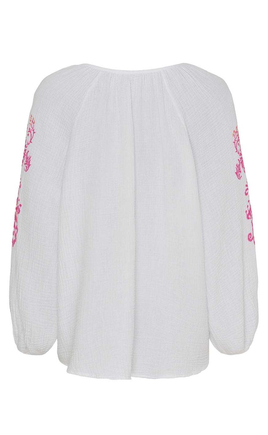 Marta Du Chateau Marta Du Chateau Blouse - 3170 Irma - White Fuxia Print | Blouses