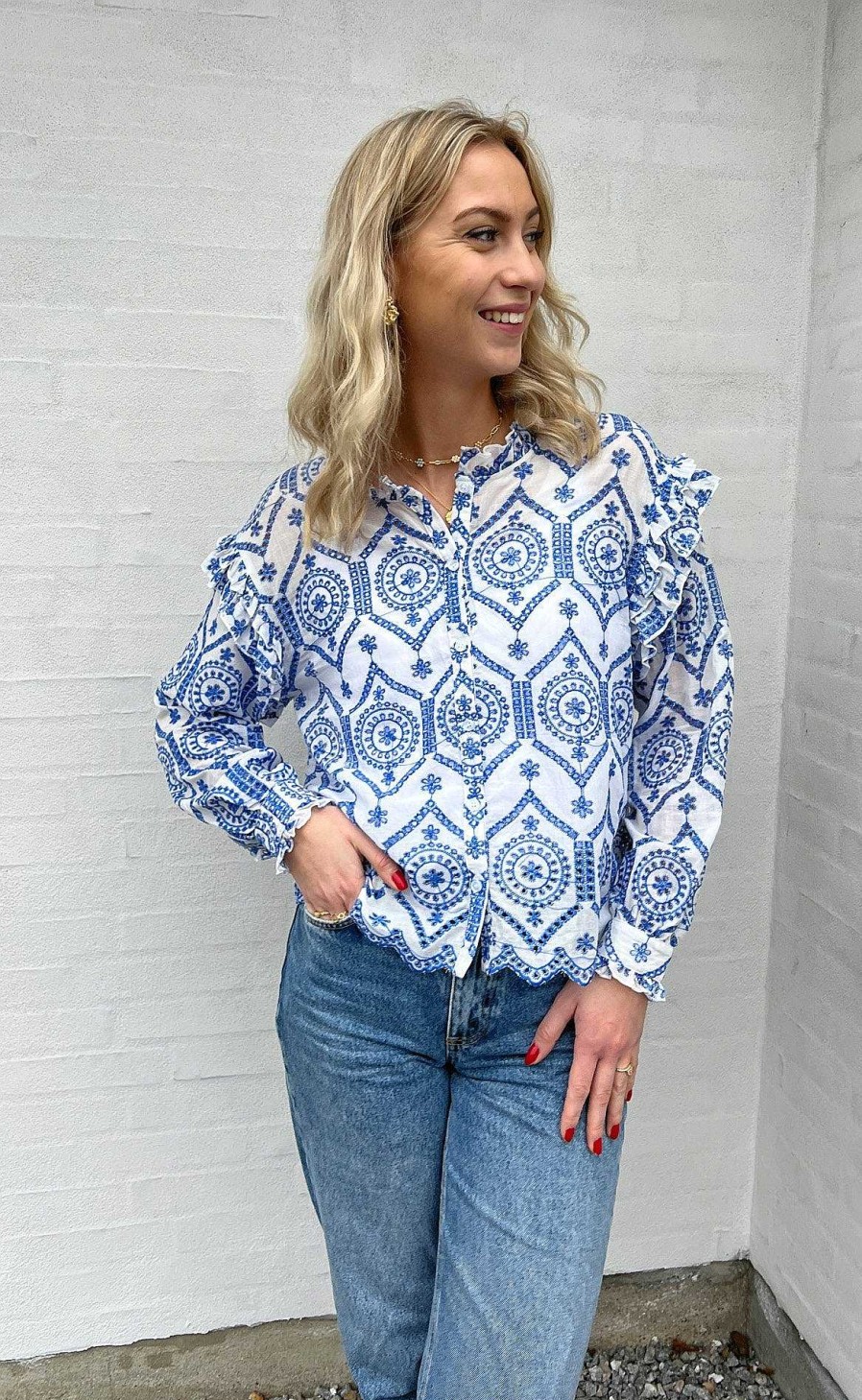 INA Copenhagen Ina Copenhagen Shirt - Selina - White / Blue | Shirts