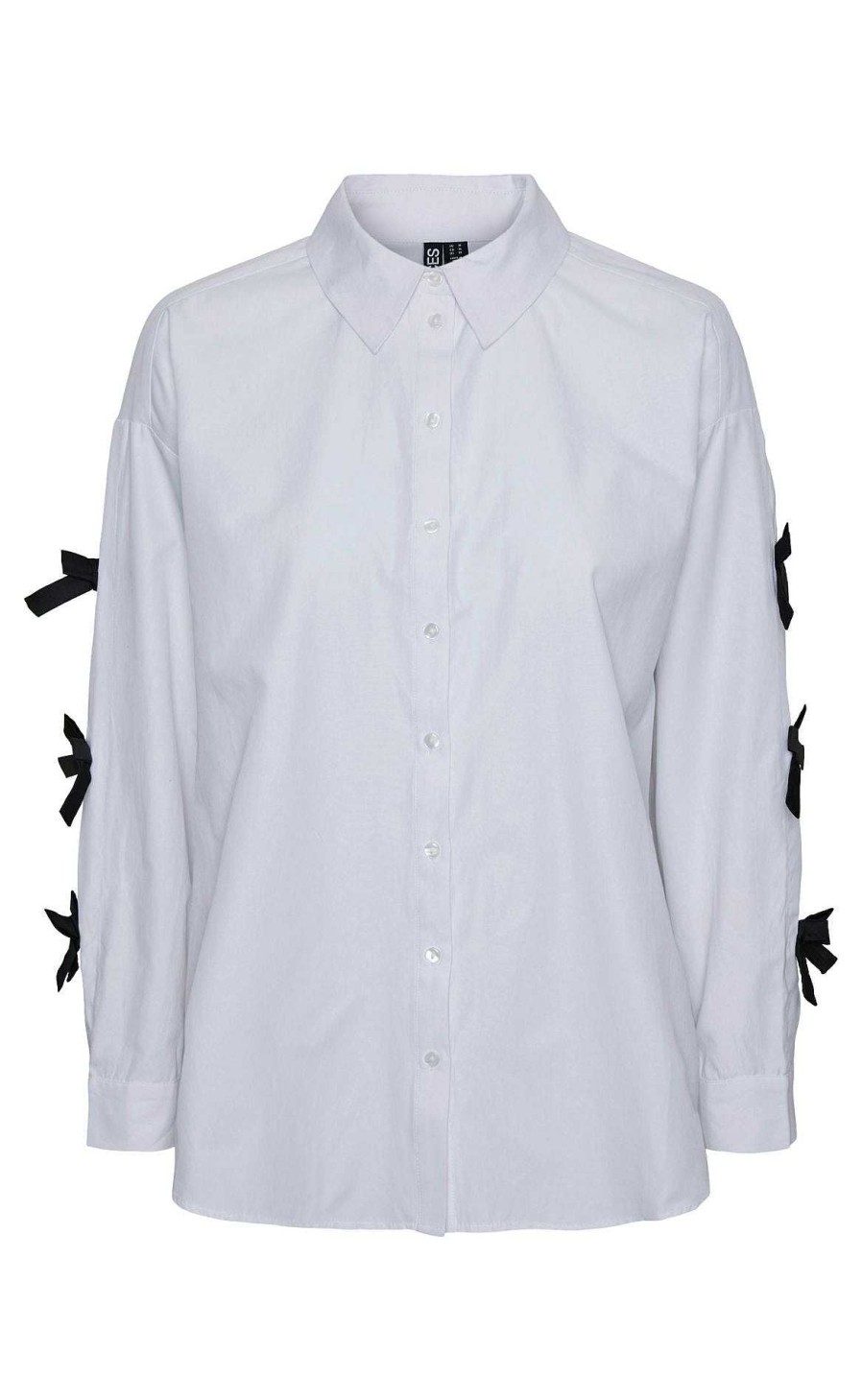 PIECES Pieces Shirt - Bell - Bright White With Black Bows | Shirts