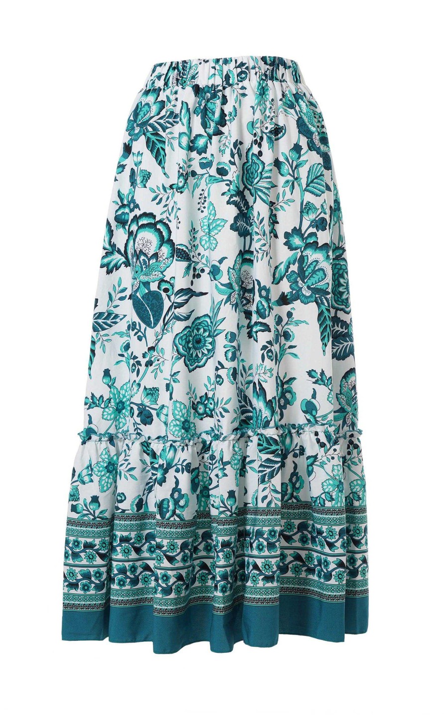 INA Copenhagen Ina Copenhagen Skirt - Hanna - White/Green Flower | Skirts