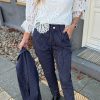 INA Copenhagen Ina Copenhagen Trousers - Zoey Straight - Navy Pinstripe | Trousers & Jeans