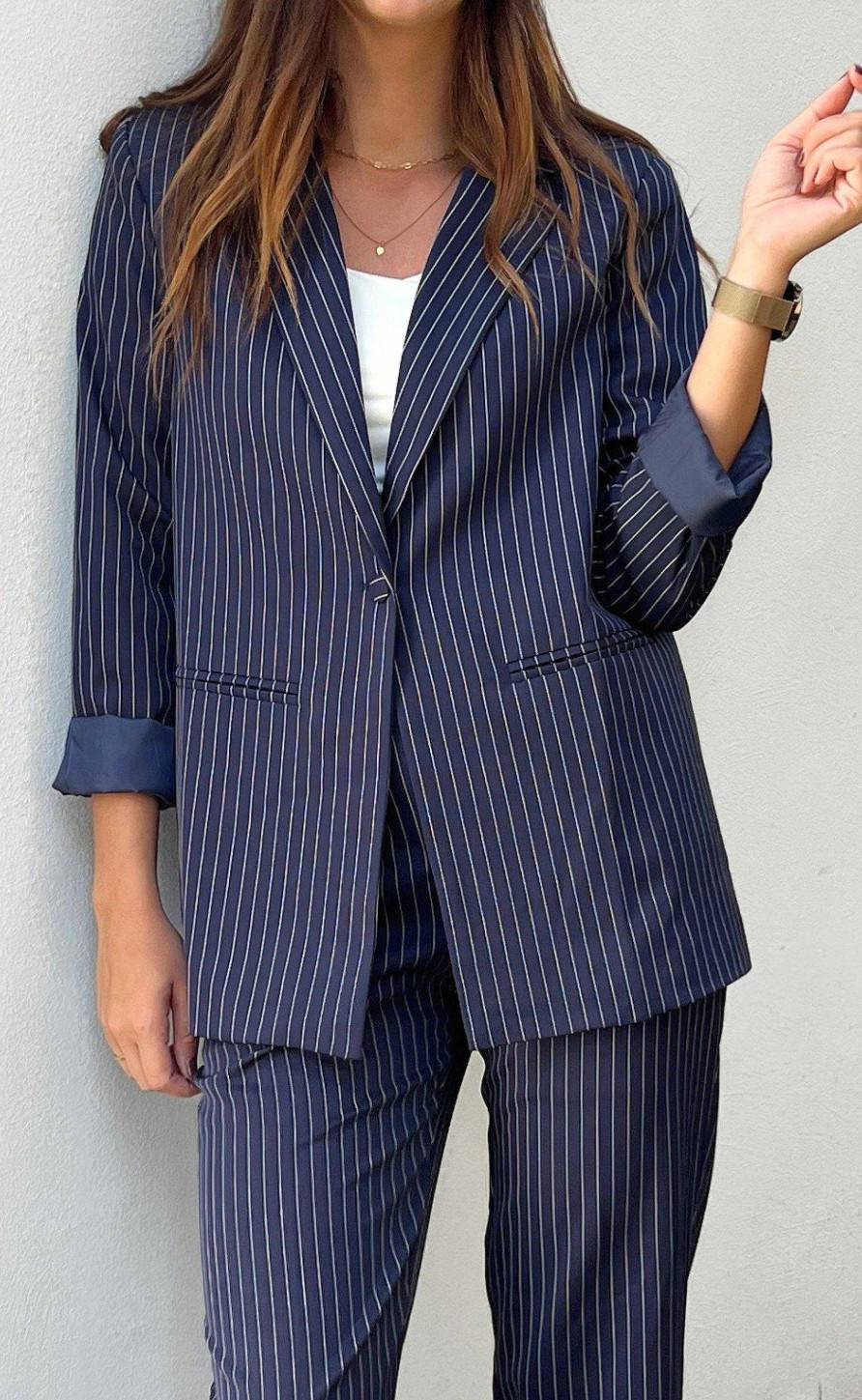 INA Copenhagen Ina Copenhagen Blazer - Zoey - Navy Pinstripe | Blazers & Down Jackets