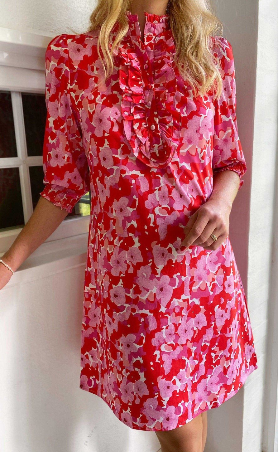 INA Copenhagen Ina Copenhagen Dress - Camilla - Pink/Red Flowers | Dresses