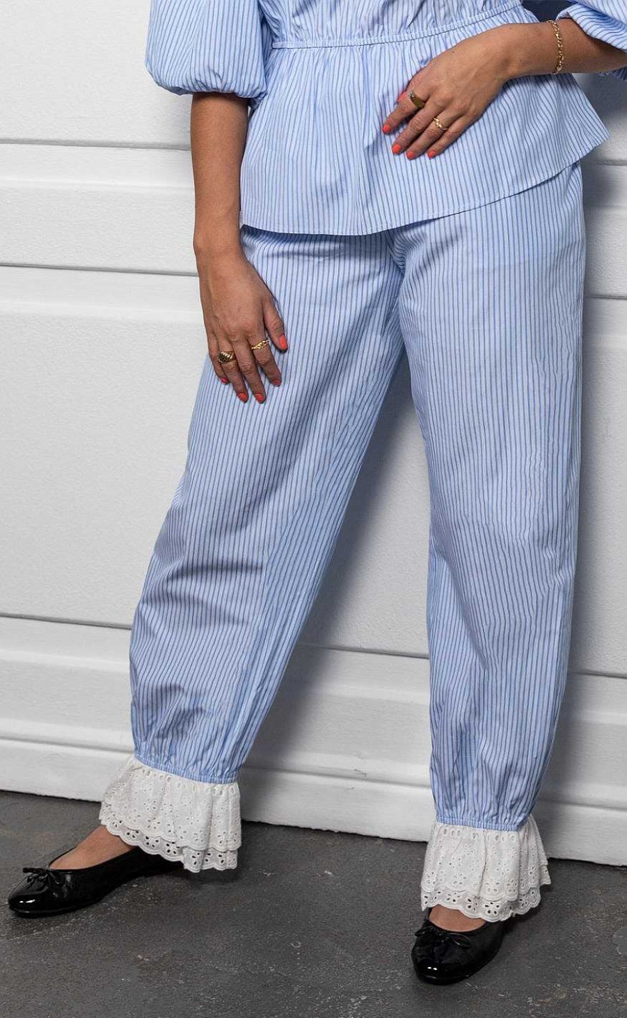 Stories From The Atelier Stories From The Atelier Pants - Beach Lovers - Light Blue | Trousers & Jeans