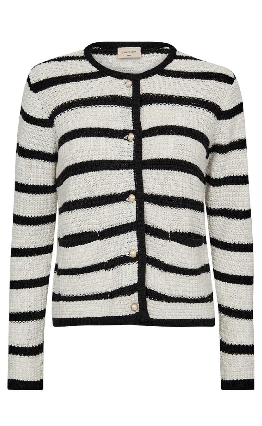 FreeQuent Freequent Cardigan - Cotla - Tofu W. Black | Cardigans