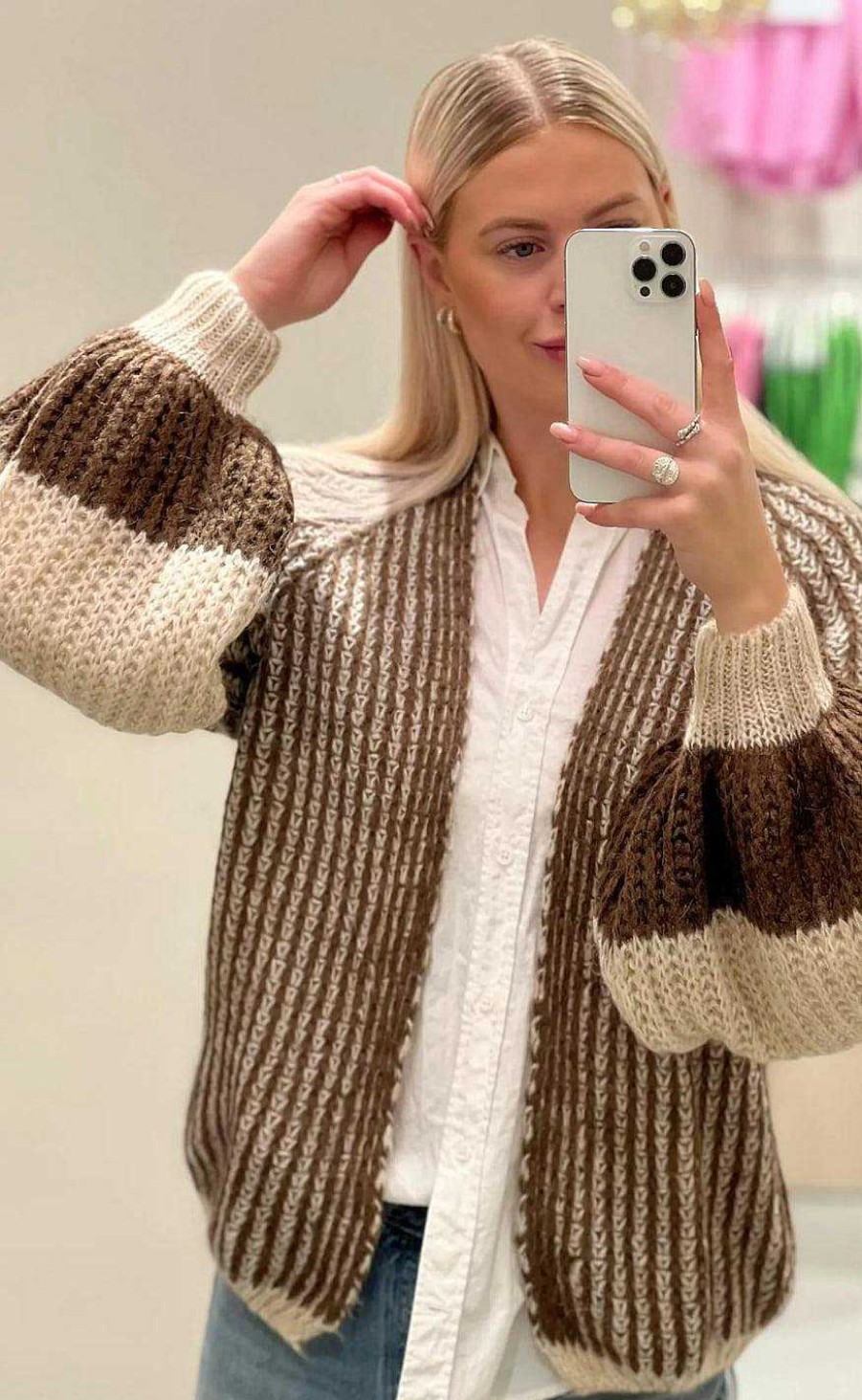 NOELLA Noella Cardigan - Liana - Beige/Brown | Cardigans