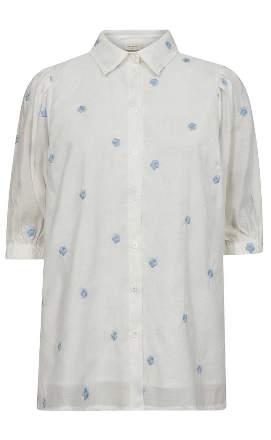 FreeQuent Frequent Blouse - Stream - Brilliant White W. Chambray Blue | Blouses