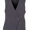 Black Colour Black Color Vest - Chicago - Gray Stripe | Vests