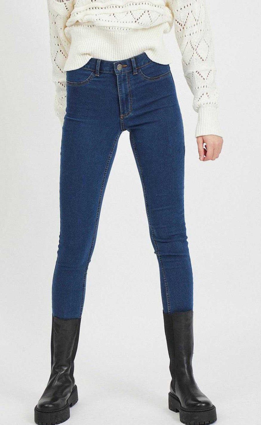 VILA Vila Trousers - Jeggy Ana - Medium Blue Denim | Trousers & Jeans